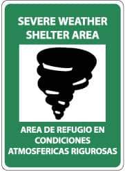 NMC - "Severe Weather Shelter Area", 14" Long x 10" Wide, Rigid Plastic Safety Sign - Rectangle, 0.05" Thick, Use for Accident Prevention - Eagle Tool & Supply