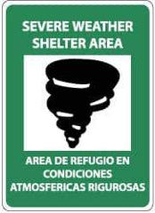 NMC - "Severe Weather Shelter Area", 14" Long x 10" Wide, Rigid Plastic Safety Sign - Rectangle, 0.05" Thick, Use for Accident Prevention - Eagle Tool & Supply