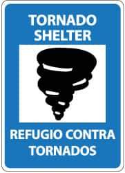 NMC - "Tornado Shelter", 14" Long x 10" Wide, Pressure-Sensitive Vinyl Safety Sign - Rectangle, 0.004" Thick, Use for Accident Prevention - Eagle Tool & Supply
