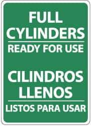 NMC - "Full Cylinders - Ready for Use", 14" Long x 10" Wide, Rigid Plastic Safety Sign - Rectangle, 0.05" Thick, Use for Accident Prevention - Eagle Tool & Supply