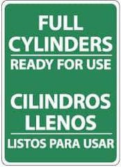 NMC - "Full Cylinders - Ready for Use", 14" Long x 10" Wide, Aluminum Safety Sign - Rectangle, 0.04" Thick, Use for Accident Prevention - Eagle Tool & Supply