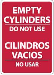 NMC - "Empty Cylinders - Do Not Use", 14" Long x 10" Wide, Aluminum Safety Sign - Rectangle, 0.04" Thick, Use for Accident Prevention - Eagle Tool & Supply