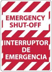 NMC - "Emergency Shut-Off", 14" Long x 10" Wide, Pressure-Sensitive Vinyl Safety Sign - Rectangle, 0.004" Thick, Use for Accident Prevention - Eagle Tool & Supply