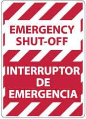 NMC - "Emergency Shut-Off", 14" Long x 10" Wide, Aluminum Safety Sign - Rectangle, 0.04" Thick, Use for Accident Prevention - Eagle Tool & Supply
