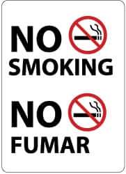 NMC - "No Smoking", 14" Long x 10" Wide, Pressure-Sensitive Vinyl Safety Sign - Rectangle, 0.004" Thick, Use for Smoking Regulations - Eagle Tool & Supply