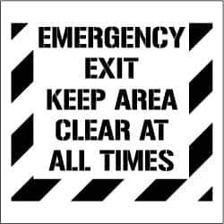 NMC - Emergency Exit - Keep Area Clear at All Times Stencil - 0.06 Inch Thick, Polyethylene, English - Eagle Tool & Supply