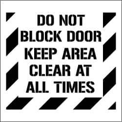 NMC - Do Not Block Door - Keep Area Clear at All Times Stencil - 0.06 Inch Thick, Polyethylene, English - Eagle Tool & Supply
