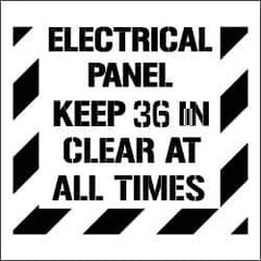 NMC - Electrical Panel - Keep 36 in Clear at All Times Stencil - 0.06 Inch Thick, Polyethylene, English - Eagle Tool & Supply