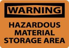 NMC - "Warning - Hazardous Material Storage Area", 7" Long x 10" Wide, Aluminum Safety Sign - Rectangle, 0.04" Thick, Use for Hazardous Materials - Eagle Tool & Supply