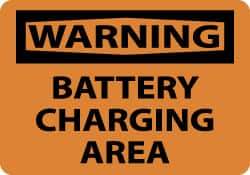NMC - "Warning - Battery Charging Area", 7" Long x 10" Wide, Aluminum Safety Sign - Rectangle, 0.04" Thick, Use for Accident Prevention - Eagle Tool & Supply