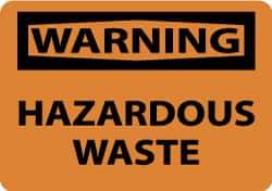NMC - "Warning - Hazardous Waste", 10" Long x 14" Wide, Rigid Plastic Safety Sign - Rectangle, 0.05" Thick, Use for Hazardous Materials - Eagle Tool & Supply
