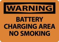 NMC - "Warning - Battery Charging Area - No Smoking", 10" Long x 14" Wide, Rigid Plastic Safety Sign - Rectangle, 0.05" Thick, Use for Accident Prevention - Eagle Tool & Supply