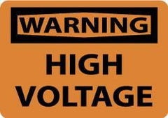 NMC - "Warning - High Voltage", 7" Long x 10" Wide, Aluminum Safety Sign - Rectangle, 0.04" Thick, Use for Accident Prevention - Eagle Tool & Supply