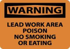 NMC - "Warning - Lead Work Area Poison No Smoking or Eating", 10" Long x 14" Wide, Pressure-Sensitive Vinyl Safety Sign - Rectangle, 0.004" Thick, Use for Accident Prevention - Eagle Tool & Supply
