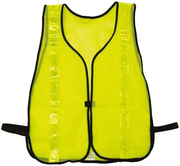 NMC - One Size Fits Most High Visibility Lime Mesh/Solid General Purpose Vest - Hook & Loop Closure, Polyester - Eagle Tool & Supply
