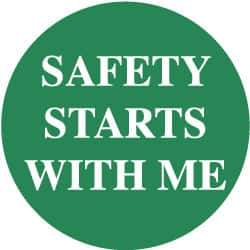 NMC - Safety Starts with Me, Hard Hat Label - White on Green, 2" Thick, For Accident Prevention - Eagle Tool & Supply