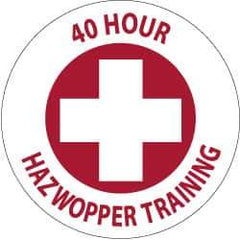 NMC - 40 Hour Hazwopper Training, Hard Hat Label - Red on White, 2" Thick, For Accident Prevention - Eagle Tool & Supply