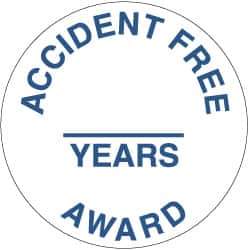 NMC - Accident Free Award - ______ Years, Hard Hat Label - Blue on White, 2" Thick, For Accident Prevention - Eagle Tool & Supply