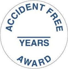 NMC - Accident Free Award - ______ Years, Hard Hat Label - Blue on White, 2" Thick, For Accident Prevention - Eagle Tool & Supply