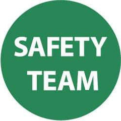 NMC - Safety Team, Hard Hat Label - White on Green, 2" Thick, For Accident Prevention - Eagle Tool & Supply