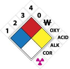 NMC - 4-1/2" Long x 4-1/2" Wide, Pressure-Sensitive Vinyl Safety Sign - Square, 0.01" Thick, Use for Hazardous Materials - Eagle Tool & Supply