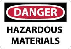 NMC - "Danger - Hazardous Materials", 7" Long x 10" Wide, Aluminum Safety Sign - Rectangle, 0.04" Thick, Use for Hazardous Materials - Eagle Tool & Supply