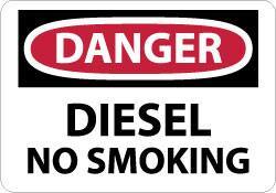 NMC - "Danger - Diesel - No Smoking", 7" Long x 10" Wide, Aluminum Safety Sign - Rectangle, 0.04" Thick, Use for Accident Prevention - Eagle Tool & Supply