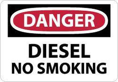 NMC - "Danger - Diesel - No Smoking", 7" Long x 10" Wide, Aluminum Safety Sign - Rectangle, 0.04" Thick, Use for Accident Prevention - Eagle Tool & Supply