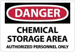 NMC - "Danger - Chemical Storage Area - Authorized Personnel Only", 7" Long x 10" Wide, Pressure-Sensitive Vinyl Safety Sign - Rectangle, 0.004" Thick, Use for Security & Admittance - Eagle Tool & Supply