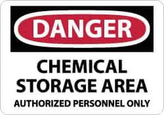 NMC - "Danger - Chemical Storage Area - Authorized Personnel Only", 7" Long x 10" Wide, Pressure-Sensitive Vinyl Safety Sign - Rectangle, 0.004" Thick, Use for Security & Admittance - Eagle Tool & Supply