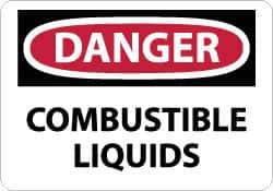 NMC - "Danger - Combustible Liquids", 10" Long x 14" Wide, Pressure-Sensitive Vinyl Safety Sign - Rectangle, 0.004" Thick, Use for Hazardous Materials - Eagle Tool & Supply