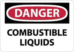 NMC - "Danger - Combustible Liquids", 10" Long x 14" Wide, Pressure-Sensitive Vinyl Safety Sign - Rectangle, 0.004" Thick, Use for Hazardous Materials - Eagle Tool & Supply