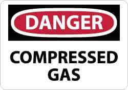 NMC - "Danger - Compressed Gas", 7" Long x 10" Wide, Rigid Plastic Safety Sign - Rectangle, 0.05" Thick, Use for Hazardous Materials - Eagle Tool & Supply
