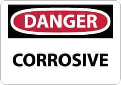 NMC - "Danger - Corrosive", 10" Long x 14" Wide, Pressure-Sensitive Vinyl Safety Sign - Rectangle, 0.004" Thick, Use for Hazardous Materials - Eagle Tool & Supply