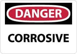 NMC - "Danger - Corrosive", 10" Long x 14" Wide, Rigid Plastic Safety Sign - Rectangle, 0.05" Thick, Use for Hazardous Materials - Eagle Tool & Supply