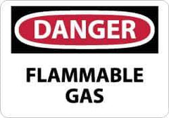 NMC - "Danger - Flammable Gas", 7" Long x 10" Wide, Aluminum Safety Sign - Rectangle, 0.04" Thick, Use for Hazardous Materials - Eagle Tool & Supply