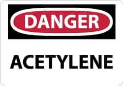 NMC - "Danger - Acetylene", 7" Long x 10" Wide, Aluminum Safety Sign - Rectangle, 0.04" Thick, Use for Hazardous Materials - Eagle Tool & Supply