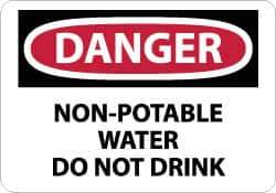 NMC - "Danger - Non-Potable Water - Do Not Drink", 7" Long x 10" Wide, Aluminum Safety Sign - Rectangle, 0.04" Thick, Use for Accident Prevention - Eagle Tool & Supply
