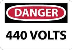 NMC - "Danger - 440 Volts", 7" Long x 10" Wide, Aluminum Safety Sign - Rectangle, 0.04" Thick, Use for Accident Prevention - Eagle Tool & Supply