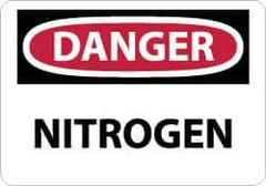 NMC - "Danger - Nitrogen", 7" Long x 10" Wide, Aluminum Safety Sign - Rectangle, 0.04" Thick, Use for Hazardous Materials - Eagle Tool & Supply