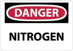 NMC - "Danger - Nitrogen", 10" Long x 14" Wide, Pressure-Sensitive Vinyl Safety Sign - Rectangle, 0.004" Thick, Use for Hazardous Materials - Eagle Tool & Supply