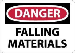 NMC - "Danger - Falling Materials", 7" Long x 10" Wide, Aluminum Safety Sign - Rectangle, 0.04" Thick, Use for Accident Prevention - Eagle Tool & Supply