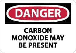 NMC - "Danger - Carbon Monoxide May Be Present", 7" Long x 10" Wide, Aluminum Safety Sign - Rectangle, 0.04" Thick, Use for Hazardous Materials - Eagle Tool & Supply