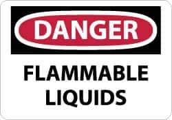 NMC - "Danger - Flammable Liquids", 7" Long x 10" Wide, Aluminum Safety Sign - Rectangle, 0.04" Thick, Use for Hazardous Materials - Eagle Tool & Supply