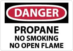 NMC - "Danger - Propane - No Smoking - No Open Flame", 7" Long x 10" Wide, Aluminum Safety Sign - Rectangle, 0.04" Thick, Use for Accident Prevention - Eagle Tool & Supply