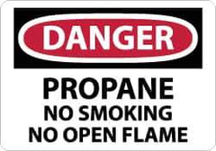 NMC - "Danger - Propane - No Smoking - No Open Flame", 7" Long x 10" Wide, Aluminum Safety Sign - Rectangle, 0.04" Thick, Use for Accident Prevention - Eagle Tool & Supply