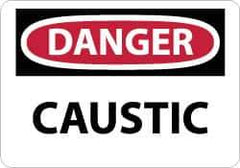 NMC - "Danger - Caustic", 10" Long x 14" Wide, Pressure-Sensitive Vinyl Safety Sign - Rectangle, 0.004" Thick, Use for Hazardous Materials - Eagle Tool & Supply