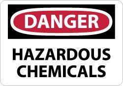 NMC - "Danger - Hazardous Chemicals", 7" Long x 10" Wide, Aluminum Safety Sign - Rectangle, 0.04" Thick, Use for Hazardous Materials - Eagle Tool & Supply