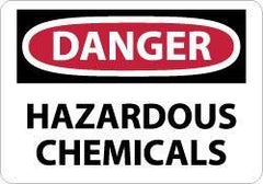 NMC - "Danger - Hazardous Chemicals", 7" Long x 10" Wide, Aluminum Safety Sign - Rectangle, 0.04" Thick, Use for Hazardous Materials - Eagle Tool & Supply
