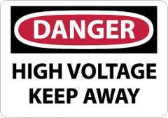 NMC - "Danger - High Voltage - Keep Away", 7" Long x 10" Wide, Aluminum Safety Sign - Rectangle, 0.04" Thick, Use for Accident Prevention - Eagle Tool & Supply
